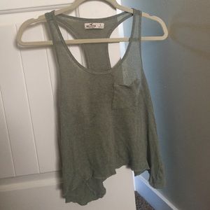 Hollister green razor back tank top