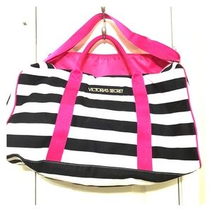Victoria's Secret pink, white, black duffle bag