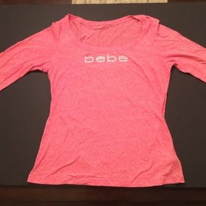 Bebe 3/4 sleeve fitted pink rhinestone!