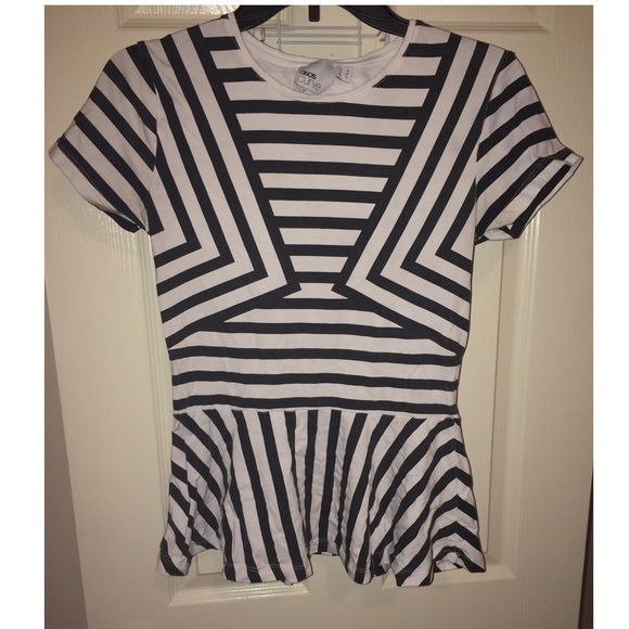 ASOS CURVE Abstract Stripe Peplum Top