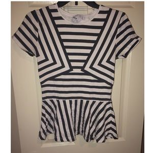 ASOS CURVE Abstract Stripe Peplum Top