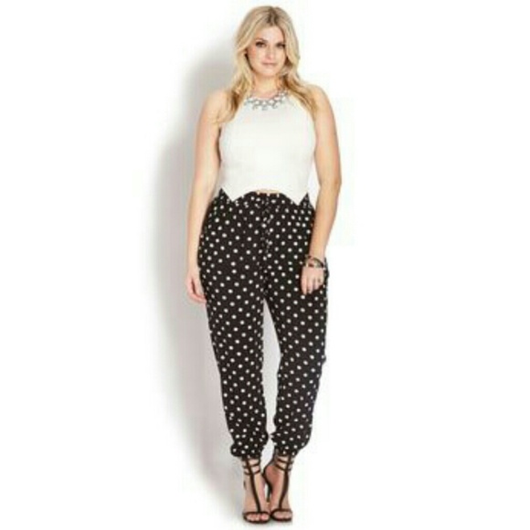 F21 polka dot jogger pants