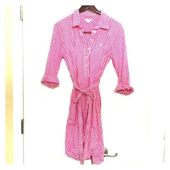Gap pink and white boyfriend shirt dress