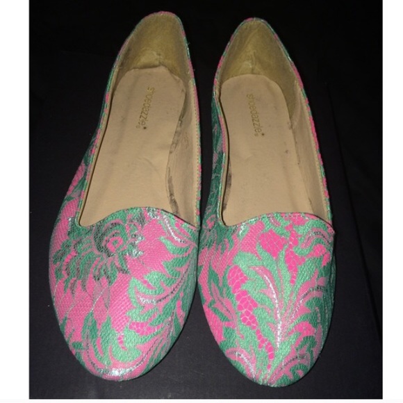 Show dazzle hot pink and green flats