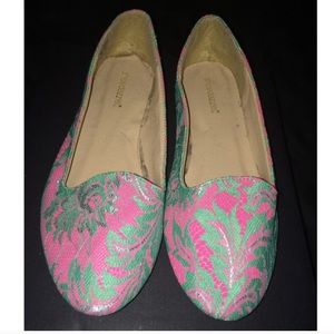 Show dazzle hot pink and green flats