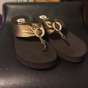 Yellow box flip flops