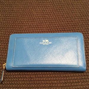 Coach zipper accordion wallet - royal blue
