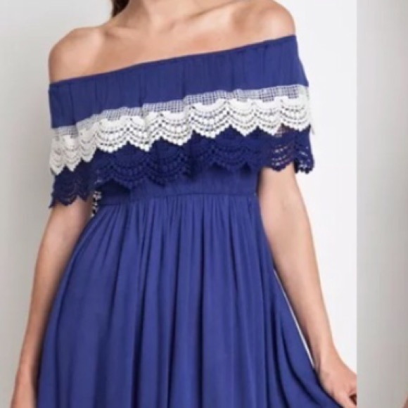 Bohemian Off Shoulder Crochet Embroidered l Dress - Picture 2 of 2