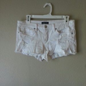 Bebe White Ripped Shorts