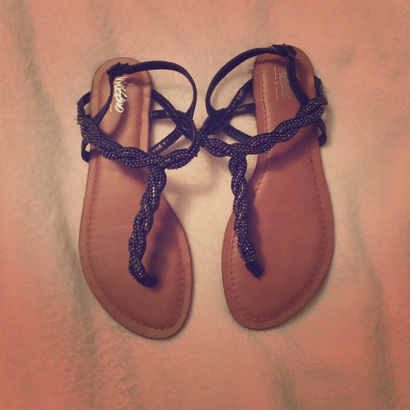 Beaded Black Sandals