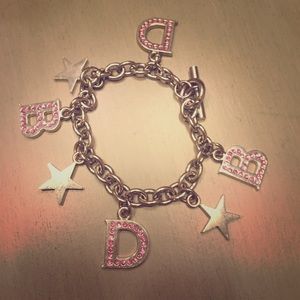 Dooney and Bourke Charm Bracelet w/ pink crystals