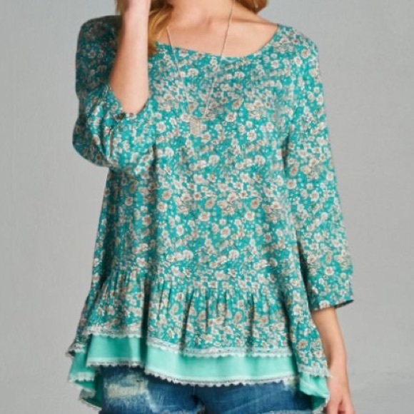 💕 Jade Floral Peplum Top 💕 S M L - Picture 2 of 2