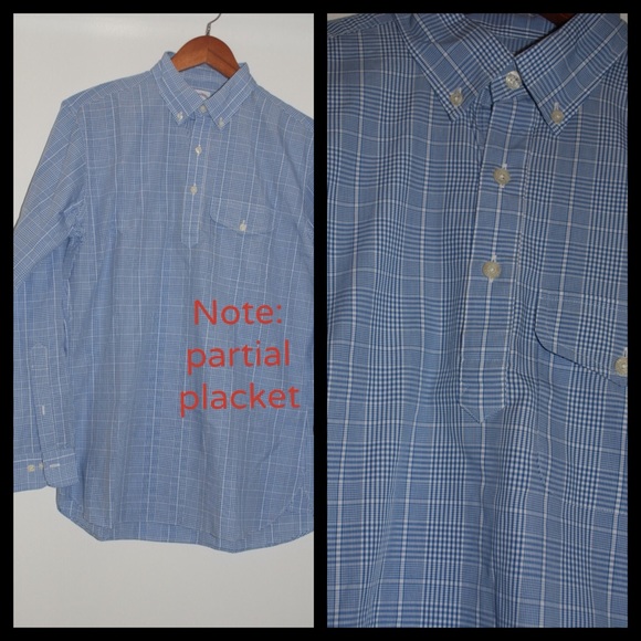 MENS Partial placket plaid shirt