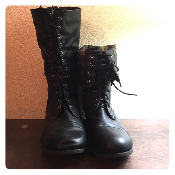 Black combat boots