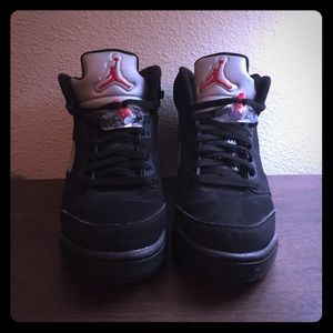 Jordan black and red 5's