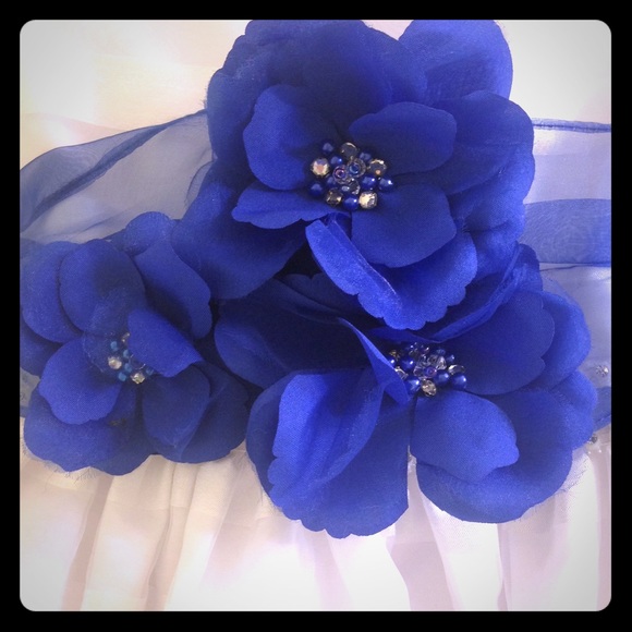 cobalt blue flower sash