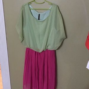 Pink and green dress