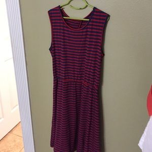 Red and blue striped dress