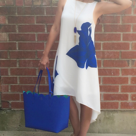 White sleeveless floral print dress
