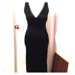 Black satin Bebe midi dress