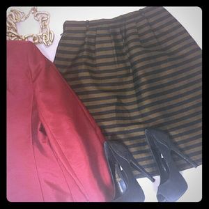 Madewell Bronze Black Striped Skater Skirt