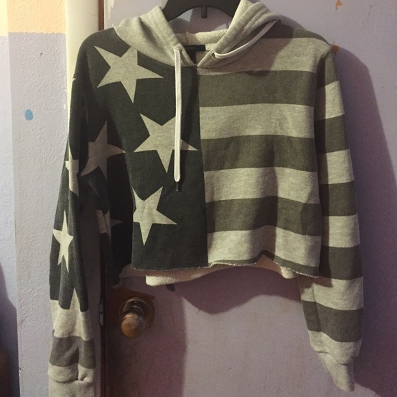 American flag cropped hoodie