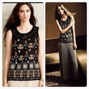 Anthropologie black embroidered top