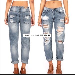 distressed boyfriend jeans