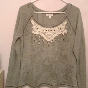 Junior M Grey Beaded Sweater