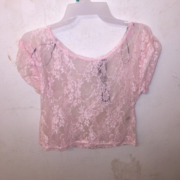 lace baby pink crop top