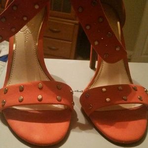 Jessica Simpson orange studded heels