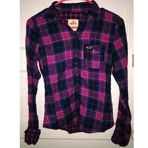 Pink Hollister Plaid Shirt