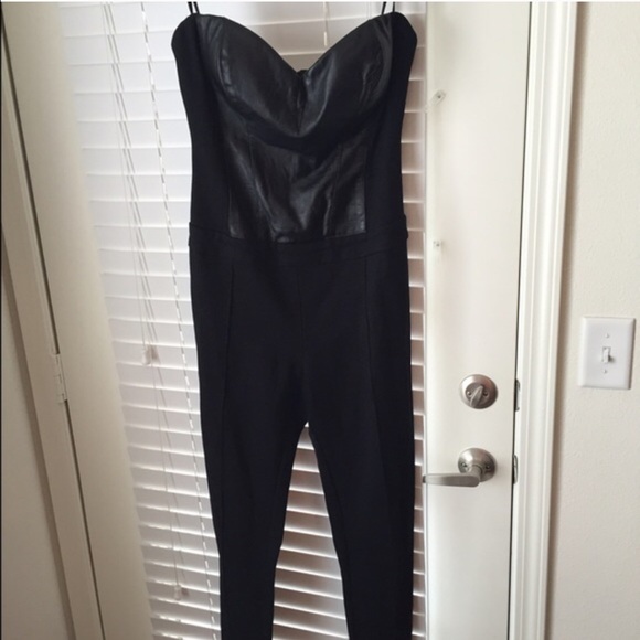 bebe Dresses & Skirts - Bebe Sweetheart leather jumpsuit