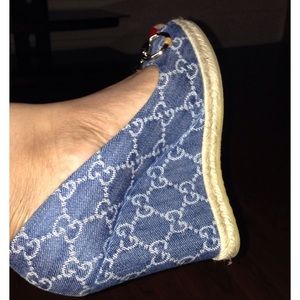 Authentic Gucci denim wedges