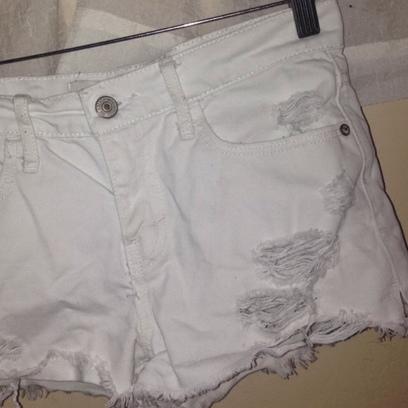 White High Waisted Denim Shorts