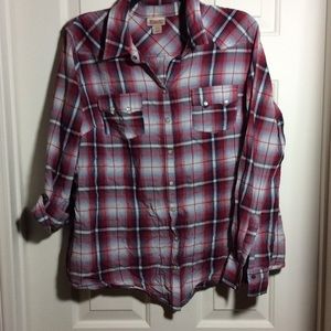 Mossimo Supply Co. Red Plaid Top