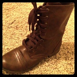Brown combat boots