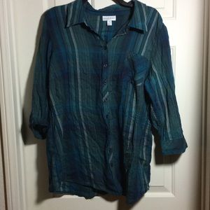 Fashion Bug Blue/Moss Plaid Top