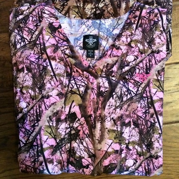 Pink Camo scrub top