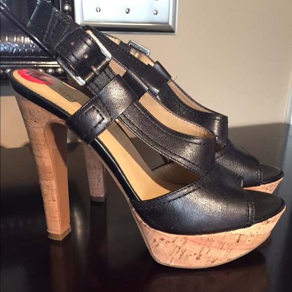 Nine West sling back platform heels