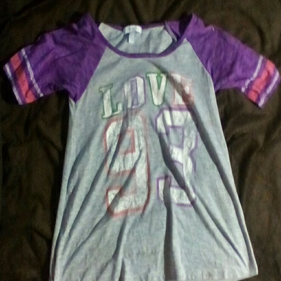 Purple and gray LOVE baseball tee