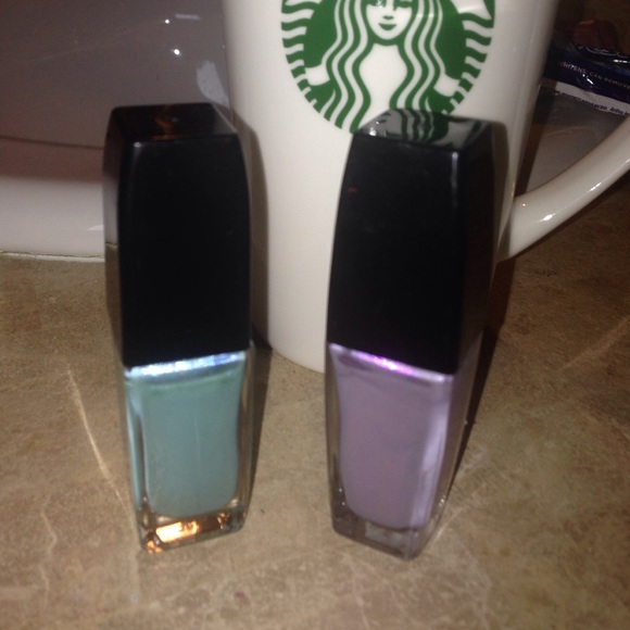 1 turquoise and 1 lavender color nail polish