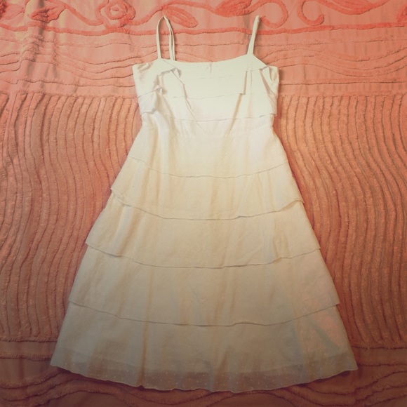 BCBG White cotton dot spaghetti strap summer dress