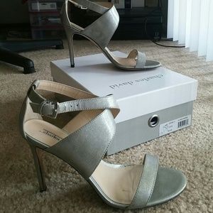 Silver patent leather heels