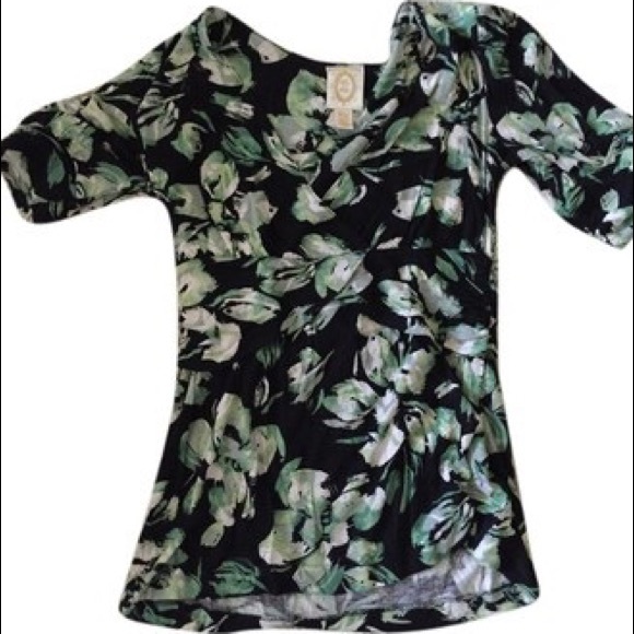 Anthropologie blue green floral shirt