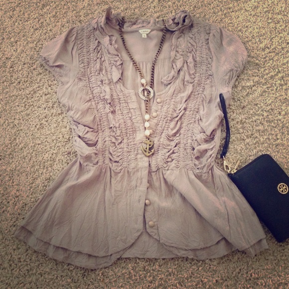 Reduced Lapis peplum blouse, Anthropologie
