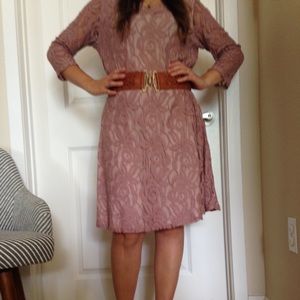 Romantic Anthropologie pink lace dress!