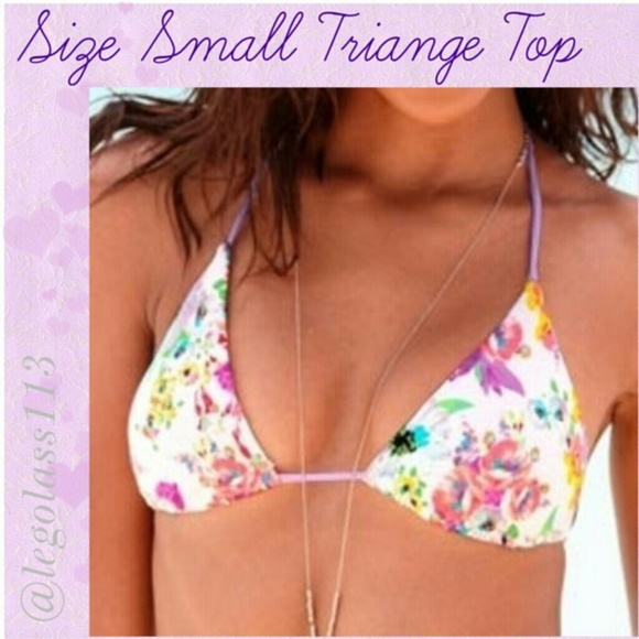 Victoria's Secret White Floral Triangle Bikini Top