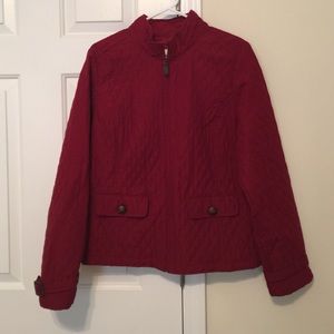 Red quilted lightweight jacket