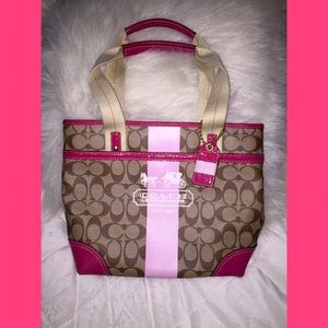 Coach Pink and Tan Handbag